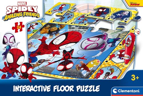 Clementoni Interactive Floor Puzzle - Spidey and His Amazing Friends, 24-Piece Educational Toy With Electronic Pen for Kids Age 3+ - Image 3
