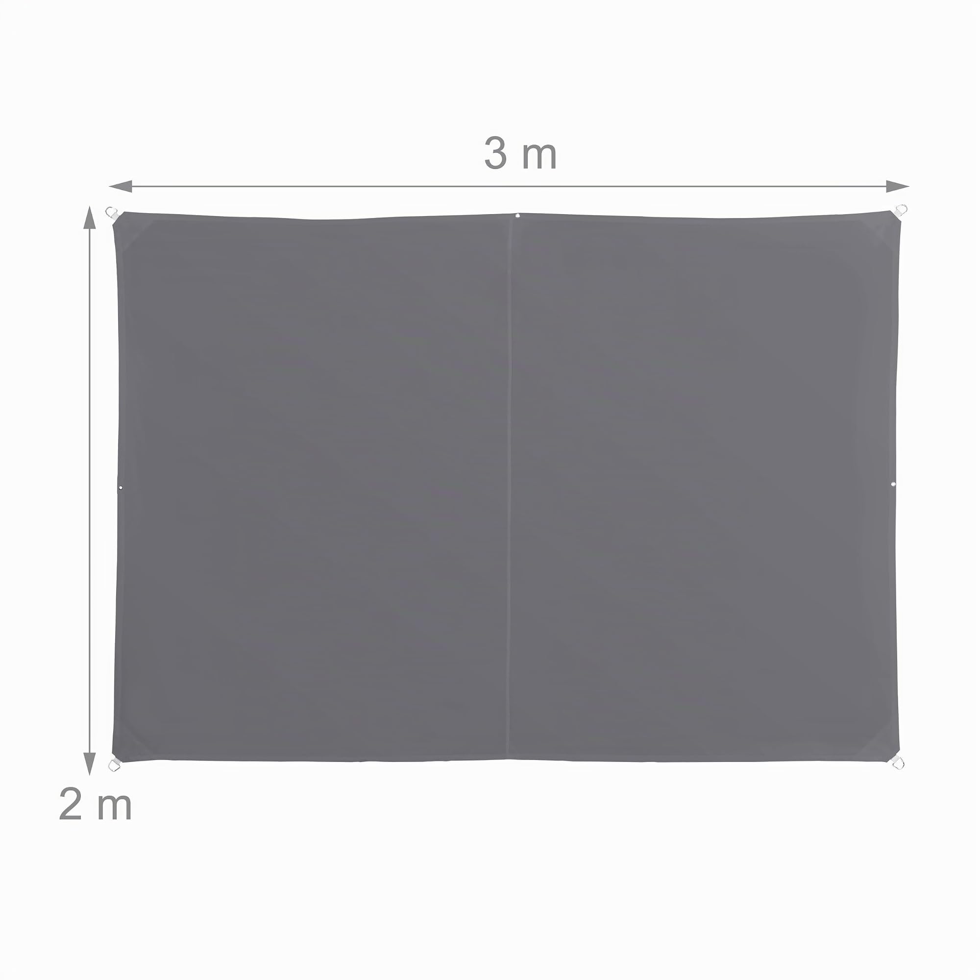 Relaxdays Voile d’ombrage Rectangle diffuseur d’Ombre Protection Soleil Balcon Jardin UV terrasse imperméable 2x3m, Gris, 2 x 3 m