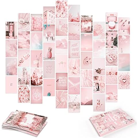 LOVEDMORE Photo Collage Kit Pastel Pink for Wall Aesthetic 50 Pictures | Pink Room Decor Gifts for Girls | Photo Wall Art for Teen Girls Bedroom Decor Cover