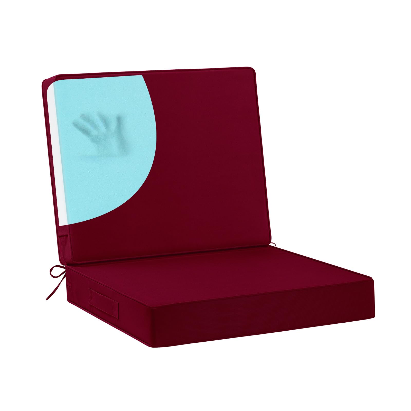 HOMELYSIAN Waterproof Outdoor Chair Cushions 22x22, Memory Foam Outdoor Cushions for Patio Furniture with Removable Cover, Deep Seat Cushions for