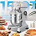 LEEVOT Commercial Food Mixer 15 Qt with 3-Speed Adjustment, 600W Commercial Mixer with Timer, Heavy Duty. Commercial Dough Mixer with Stainless Steel Bowl, Suitable for Bakeries and Pizzerias