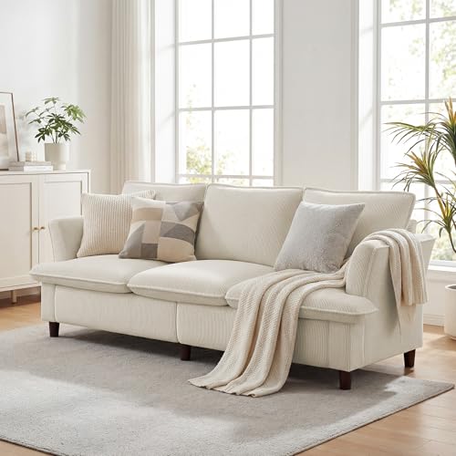 GRUSIGN 3 Seater Corduroy Couch, 89' Comfy Couch with Deep Seat, Modern Sofa Couch for Living Room,...