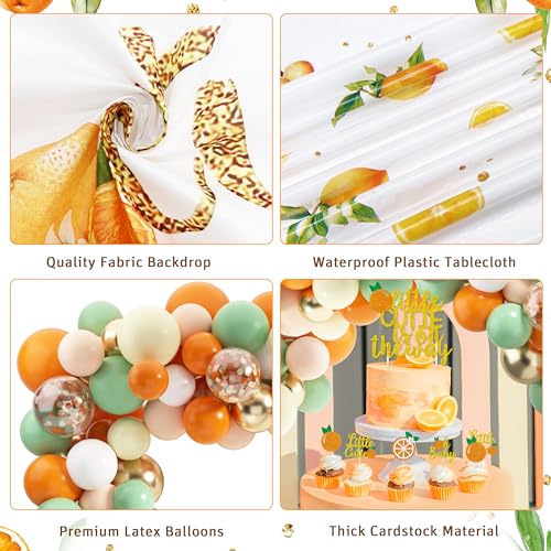 Image of Little Cutie Baby Shower Decoration Orange Theme Birthday Party Supplies A Little Cutie is On The Way Backdrop Tablecloth Balloon Garland for Tangerine Fruit 1st Birthday Baby Shower
