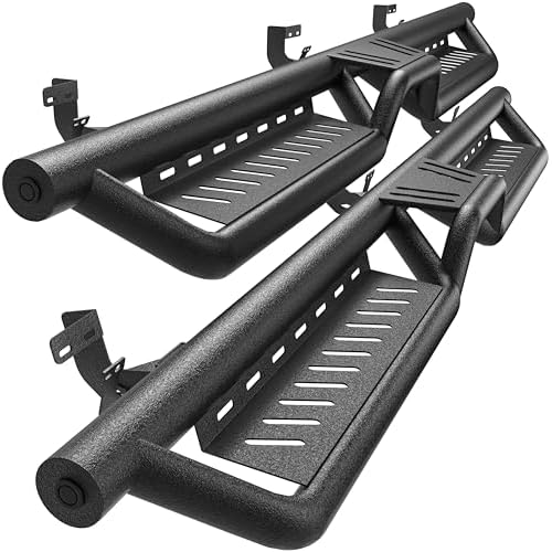 YITAMOTOR Running Boards & Side Steps Compatible with 2009-2018 Dodge Ram 1500 Crew Cab, 2019-2024 1500 Classic, 2010-2025 2500/3500, Black Nerf Bars, Two-Stair for Roof Operation 09-18 Ram 