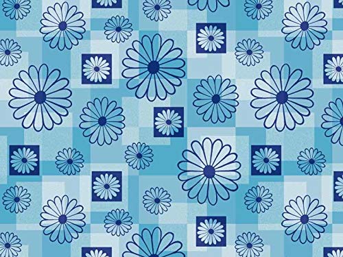 Preisvergleich Produktbild Aqua Flex Weichschaummatte Badvorleger Bodenbelag Weichschaumbelag Antirutschmatte Badezimmermatte Sicherheit Meterware Blau Himmelblau Blumen Geometrisch Breite 65 cm 6003-3 (65 x 50 cm)