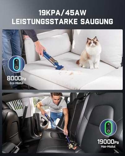 Fanttik Slim V8 APEX Akku-Autostaubsauger, 4-in-1 tragbarer Mini RobustClean™ Handstaubsauger mit 19000 Pa/45 AW Saugkraft, 2 Saugmodi, Auto-Staubsauger für Auto, Bürotisch, Tastaturen (Blau)