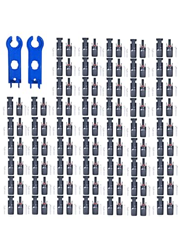 DaChendianzi 100PCS Solar connectors 50 Pairs Solar Panel Connectors with 2 Wrenches, Solar...