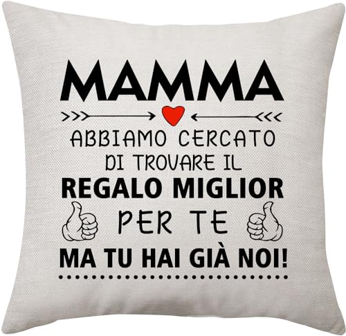 VAVSU Regalo mamma da parte dei figli Divertente copricuscino per la mamma Regalo di compleanno Regalo per la festa della mamma Regalo di famiglia Regalo di Natale (mamma-2)