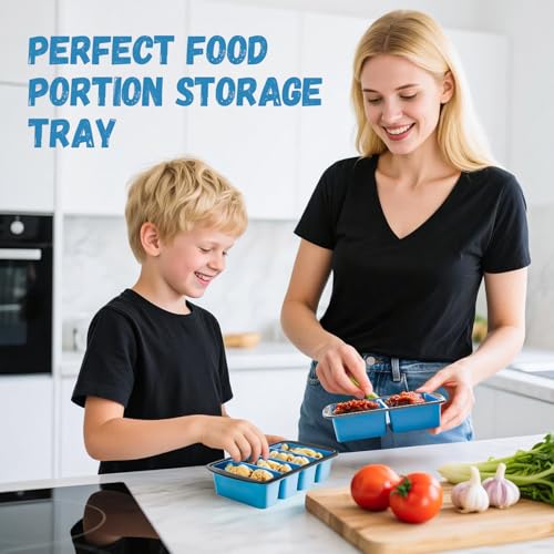 Image of GORCI Silicone Freezer Tray With Lid, 4 Large 2 Cup Soup Freezer Molds, Soup Freezer Container for Meal Prepping, Large Ice Cube Tray, Perfect for Storing Leftovers, Sauces, Lasagna, 2-Pack