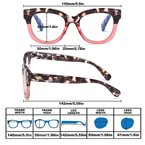 Image of Oversized Reading Glasses for Women,3 Pack Blue Light Blocking Computer Spring hinge Readers