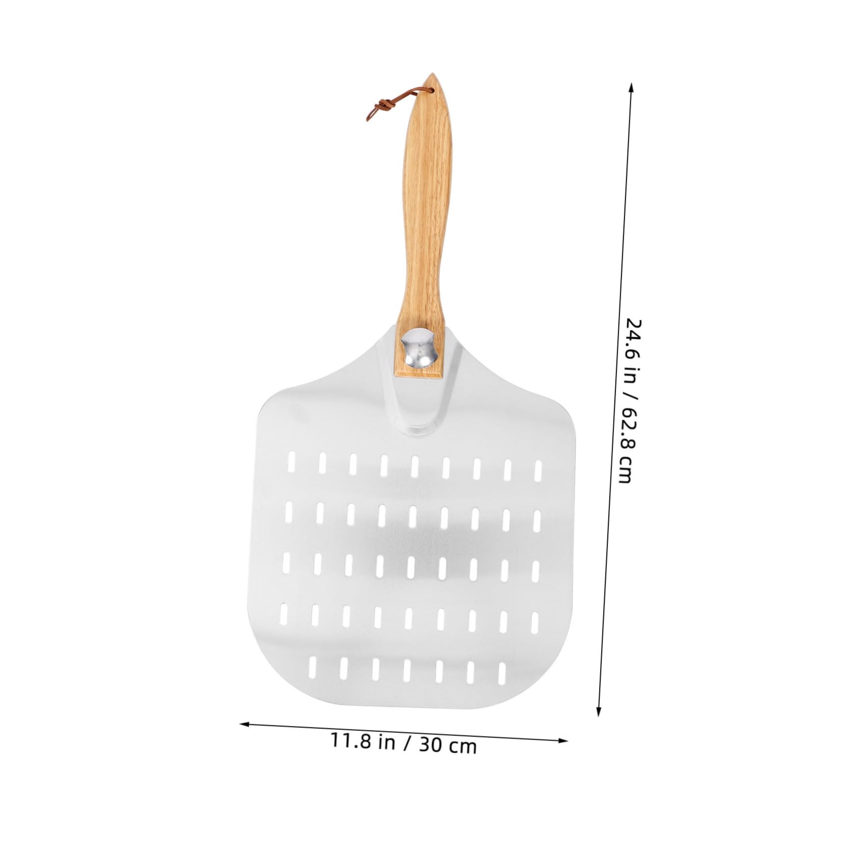 PRETYZOOM Spatola per Pizza Forata in Alluminio con Manico in Legno, Acciaio Inox, Resistente al Calore, per Ristoranti e Pizzerie