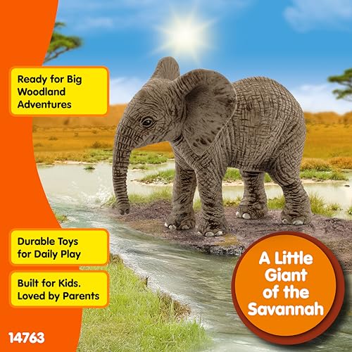 SCHLEICH WILD Life | Elefantenbaby 14763 | detailgetreue Tierfiguren | Zoo Spielzeug | tolles Geschenk für Jungen und Mädchen | Deko für Geburtstag | Spielfigur ab 3 Jahren | 7 x 4 x 6 cm