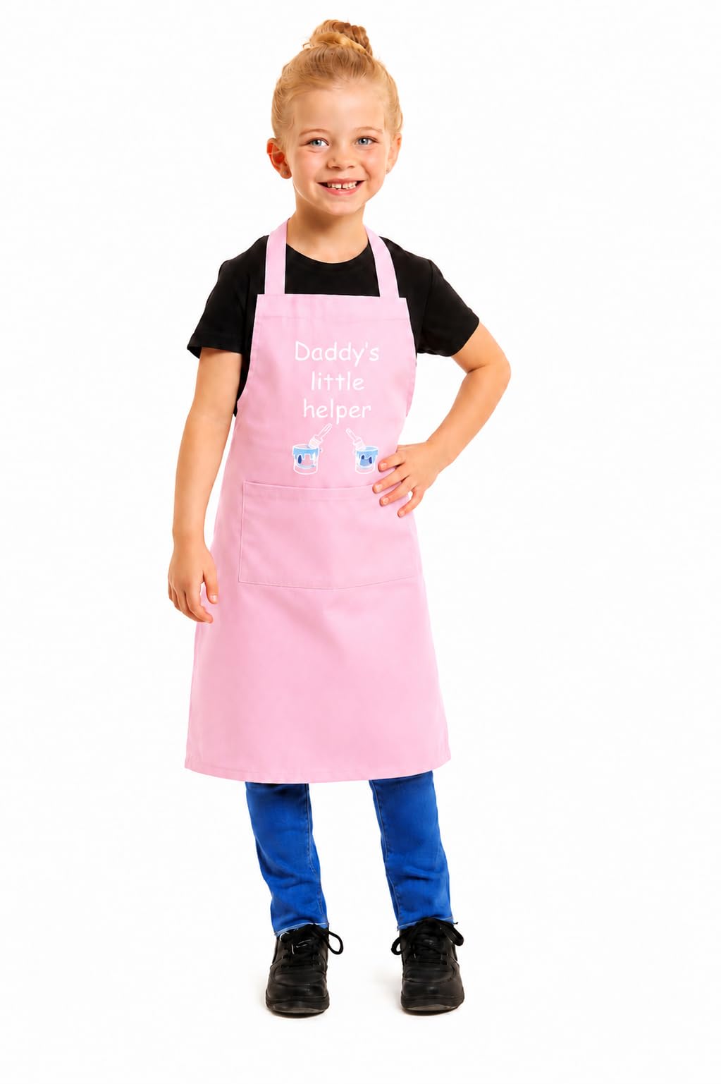 Tesmark Daddy's Little Helper Apron for Kids Ideal for Cooking Baking Painting Pottery Drawing Culinary Kitchen and Craft Activities Perfect for Junior Artists and Chefs (Baby Pink)