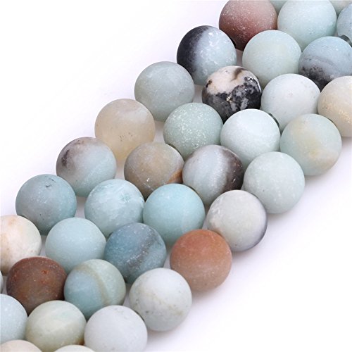Amazonite Beads For Jewelry Making Natural Gemstone Semi Precious 10Mm Round Mixed Color Frosted Matte Big Large Hole Hole Size 2Mm 15" Joe Foreman #TOP10