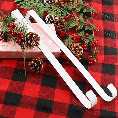 Esfun 4 Pack Solid Wreath Hanger For Front Door Window Wreath Hooks Holder Over The Door Metal Hook Hangers (White, 12 Inch) #TOP4