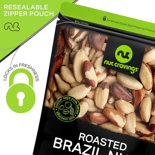 Image of NUT CRAVINGS - Brazil Nuts Roasted & Unsalted - No Shell, Whole (48oz - 3 LB) Bulk Nuts Packed Fresh in Resealable Bag - Healthy Protein Food Snack, Food Assortments