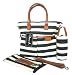 Baby Multi-Purpose Diaper Bag - Spacious, stylish trendy design made from Quality Cotton Canvas by CherishBags - Includes BONUS Padded Changing Mat, Insulated Bottle Bag and 2 Stroller Straps