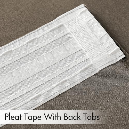 Image of MIULEE Taupe Velvet Pinch Pleat Blackout Curtains W52 X L96 Inches