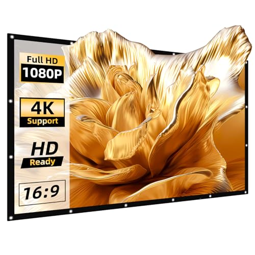 100 Inches Projector Screen Portable Thick Style for Home Cinema Indoor Outdoor Projectors 16:9 HD Foldable Projection Screen Movie Screens for Home Theater Office and School