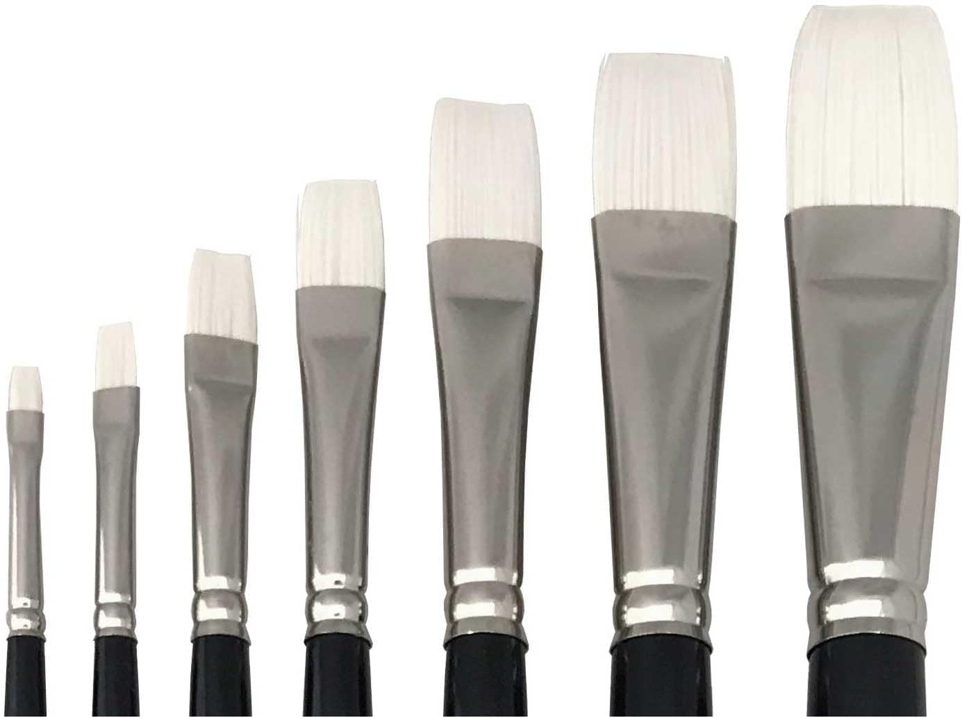 Trekell Opal Synthetic Hog Bristle Artist Brushes - Long Handle for Oil and Acrylic Painting Bright - 4000B Series / 0-12
