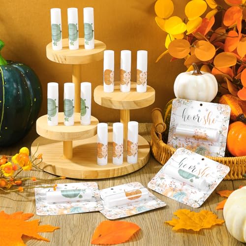 Image of 24 Pcs Fall Pumpkin Theme Lip Balm Bulk He or She Pumpkin Lip Moisturizer Care Baby Shower Party Favors for Guest Gift Set Travel Size Lipstick Gender Reveal Decoration Autumn Thanksgiving