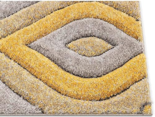 Image of FIASCO Polyester Shaggy Bedside Runner, Soft Indoor Modern Shaggy, Soft Rugs for- Living Room, Dinning Room, Office, Bedroom & Hallway Carpet Rugs Size 6X9 Yellow Eyes