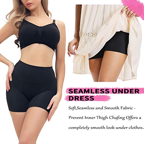 SLIMBELLE Slip Shorts for Under Dresses Seamless Womens Sike Shorts Shaper Underwear Black L - Thumbnail 5