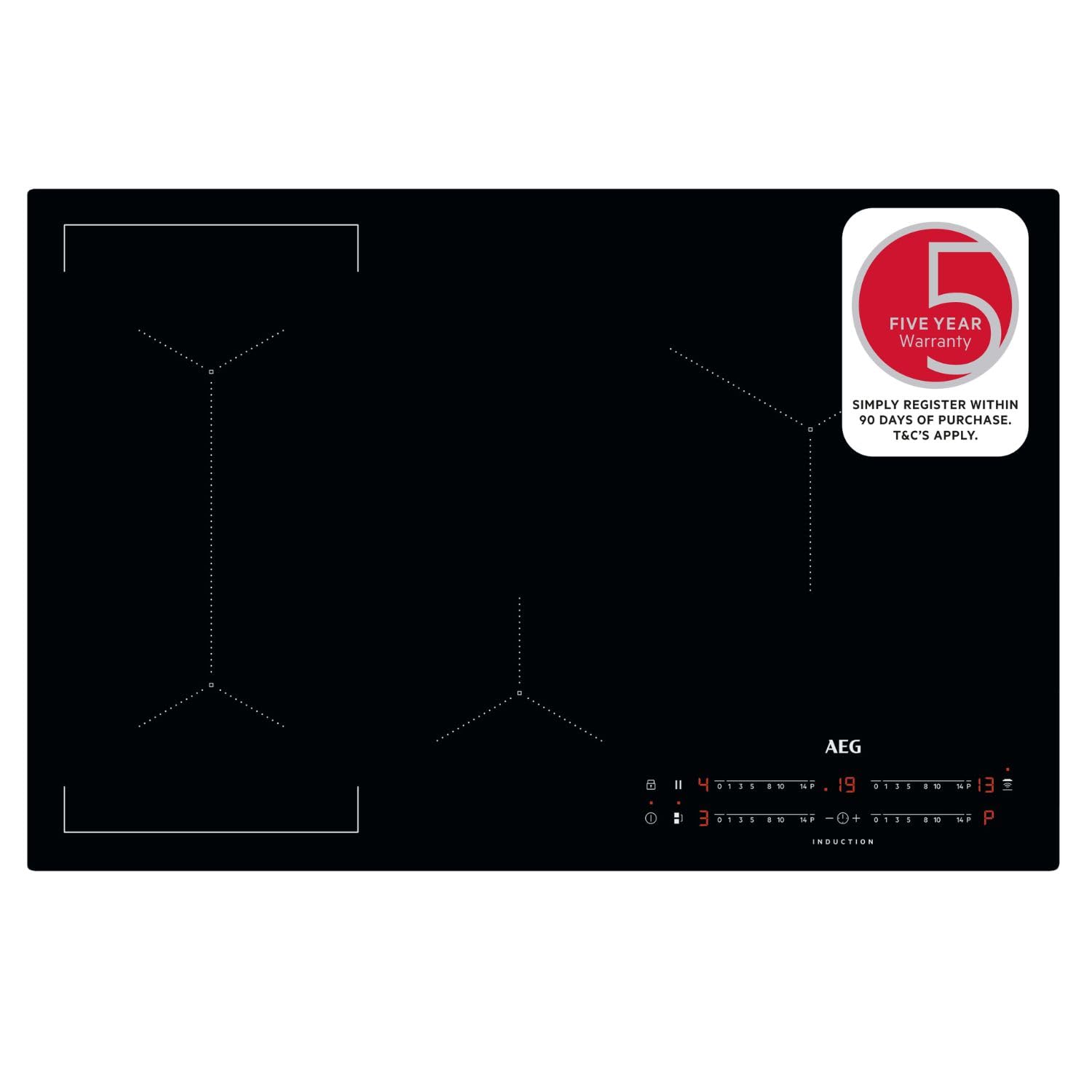 AEG Induction Hob IKX84443CB, 80 cm, 4 Zones, Black