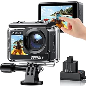 Action Cam 4K/60fps 24MP Dual Screen WiFi EIS Anti-shake, Vlog Cam 8X Zoom Touch Screen Fotocamera Subacquea Impermeabile con Telecomando, Kit Accessori Casco