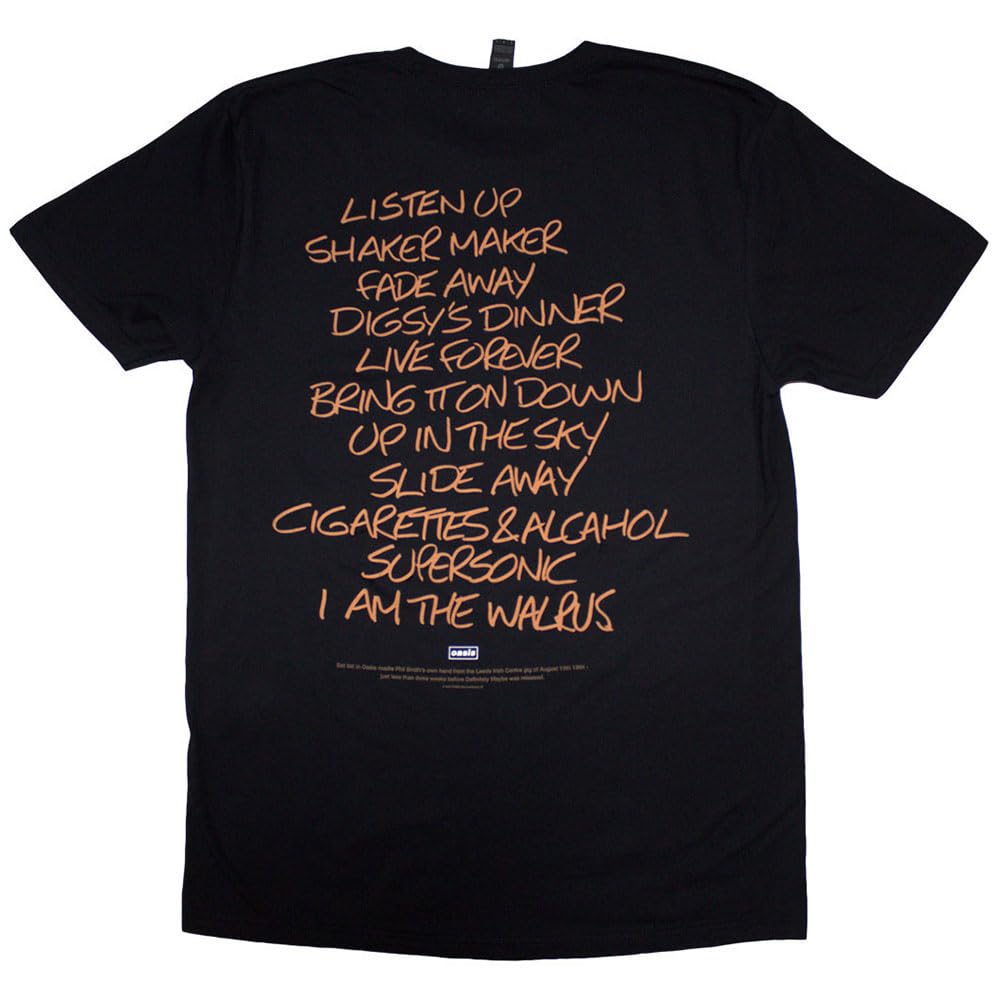 Rock Off officially licensed products Oasis Definitely Maybe AAA Setlist T Shirt XL Black