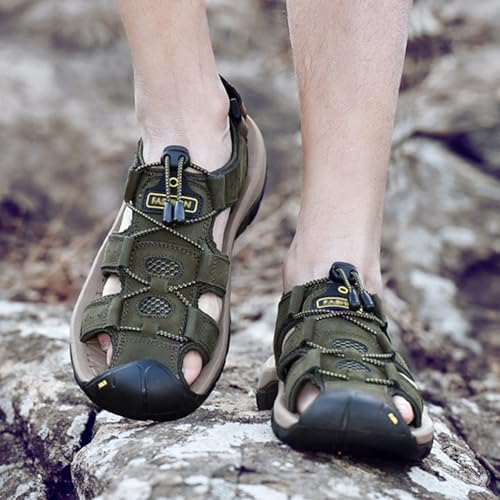 Sandals for Men Leather Lightweight Outdoor Hiking Sandals with Arch Support Athletic Beach Water Shoes for Walking Trekking Camping4
