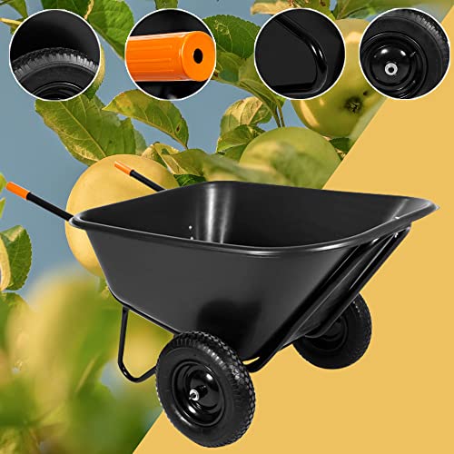 SPRINGOS Schubkarre Mit 2 Rädern – 300 L, 160 Kg Traglast, Vollgummi-Luftreifen, Für Garten, Bau & Stall