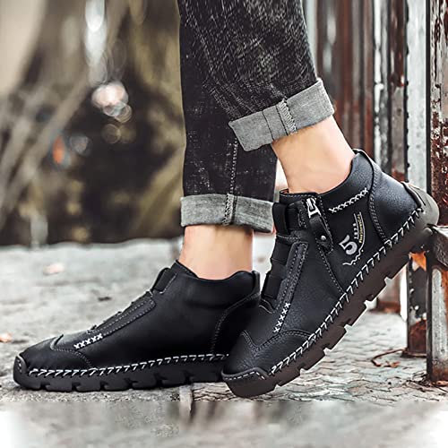 Mens Casual Loafers Flat Shoes Fashion Sneakers Leather Oxfords Work Ankle Chukka Boots Sneaker for Men Fashionable Flats Oxford Shoes4
