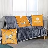 ◆ Kissen und Decken: Material: goldener Nerzsamt, Kissenoberflächendesign verwendet Sticktechnologie, exquisit und elegant. Offen, es ist eine sehr bequeme Steppdecke mit Reißverschluss, es ist ein perfektes Kissen, es nimmt keinen Platz ein und ist leicht zu tragen.