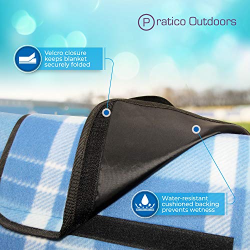 Pratico Outdoors Large Picnic And Outdoor Blanket, 60 X 80 Inch, Blue #TOP4