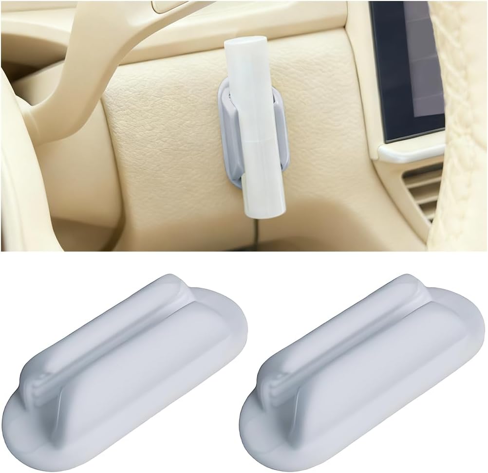 2PCS Car Lip Balm Holder, Silicone Vehicle Chapstick Storage Rack Holder for Women Girl, Lightweight Automotive Interior Lipsticks Organizer Decor Accessories, Universal Fit (Gray)