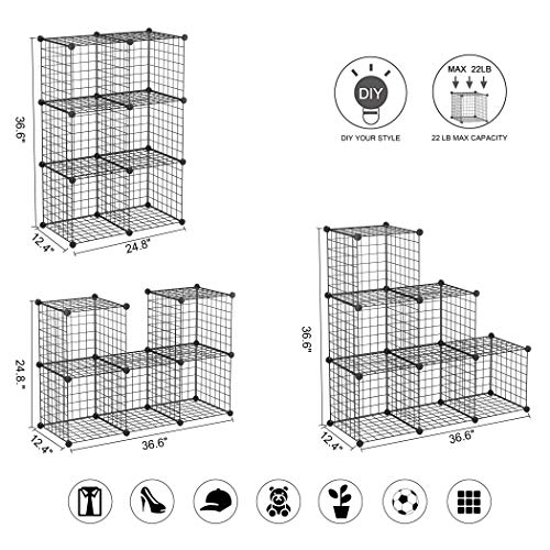 C&Ahome Wire Cube Storage, 6 - Cube Organizer Metal C Grids, Modular Shelves Units, Storage Bins Shelving, Closet Organizer, Ideal For Home, Office, Living Room, 36.6”L X 12.4”W X 36.6”H Black #TOP4