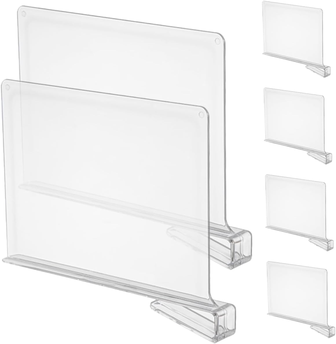 6Pcs Shelf Dividers for Closet Organization Plastic Clothing Separators Adjustable Storage for Cabinets and Shelves for Clothes Handbags and Office Supplies