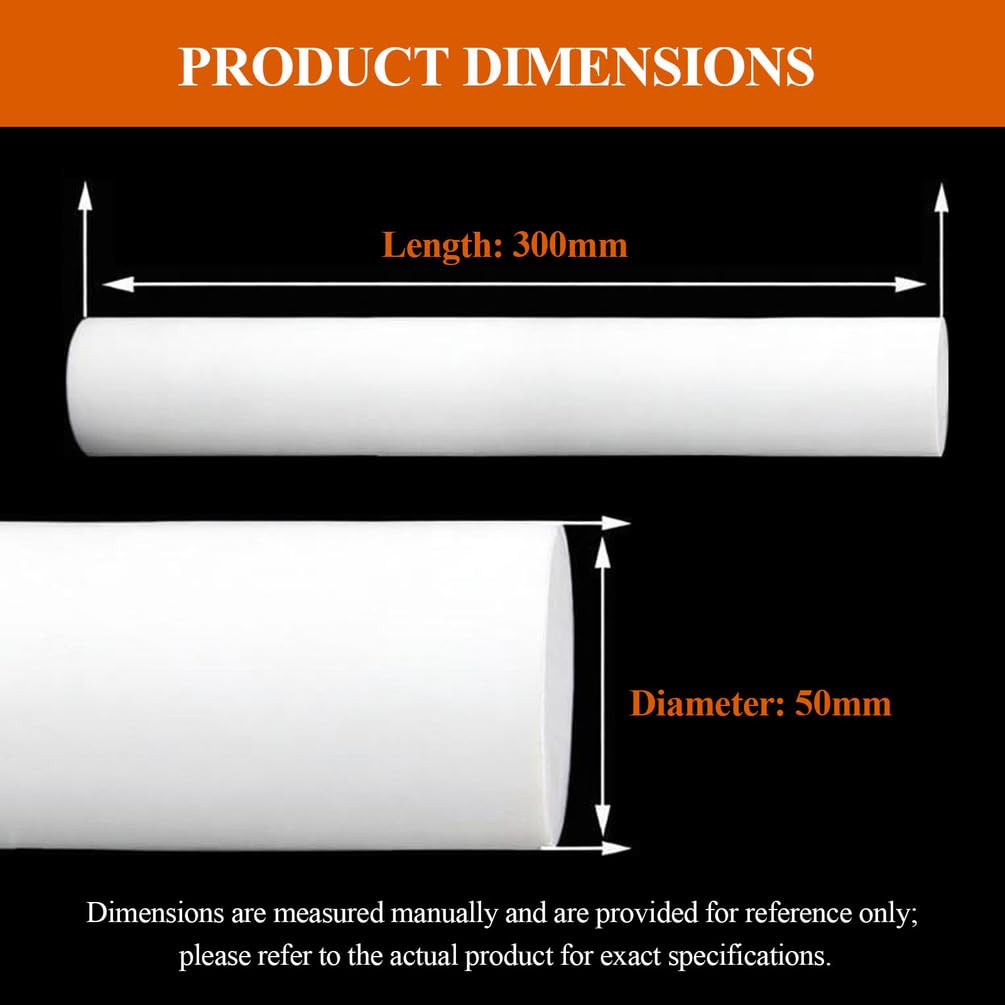 Dichtungsscheiben 2 Stück weißer PTFE-Stab, Teflon-Rundstab 30 × 300 mm – 50, geeignet for mechanische Geräte und Werkstattanwendungen, Durchmesser(Diameter 50mm)