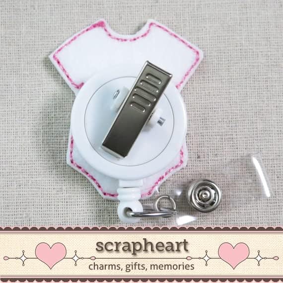 Miniatura 3 de Baby Onesie Badge Reel - Pink Heart Retractable ID Holder for Labor & Delivery, NICU or OB Nurses