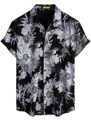 Image of JOTOOK Mens Hawaiian Shirt Short Sleeve Button Down Tropical Shirts Casual Floral Summer Beach Shirt