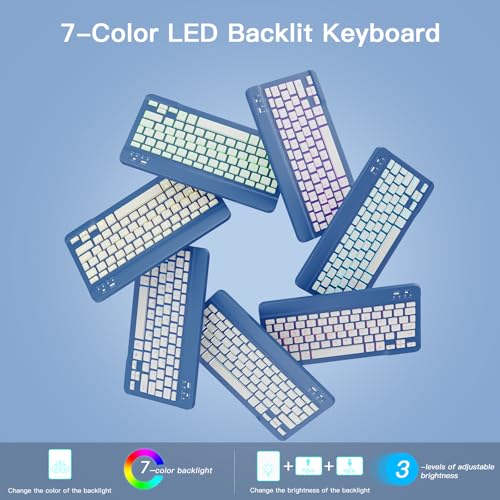 Image of RAYMCRAFT for iPad 11th (A16, 2025) / 10th Generation Case with Keyboard, Mouse and Detachable Wireless Keyboard, 7-Color Backlight, Slim Case with Pencil Holder, Steel Blue
