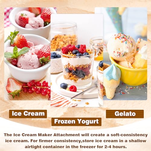 Ice Cream Maker Attachment for KitchenAid Stand Mixer, Compatible with KitchenAid 4.5/5QT/6QT accessories and attachments, 2 Quart for kitchenaid mixer attachments Frozen Yogurt/Gelato Maker - Thumbnail 6