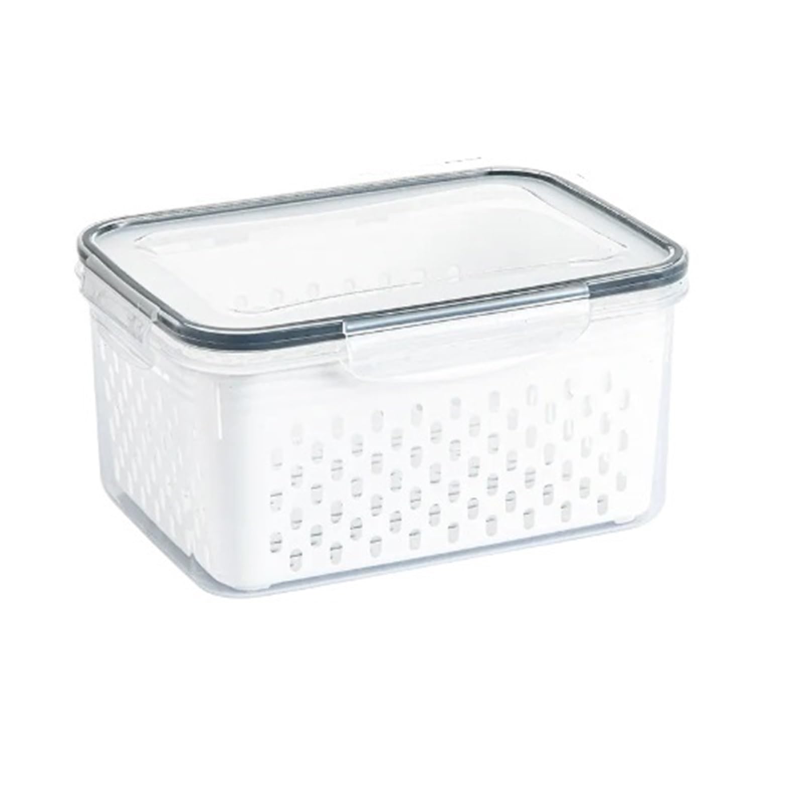 Violdhhjk Gray 3300Ml Fridge Organisers Refrigerator Preservation Storage Box Drain Basket Storage Containers Sealed Box Vegetable And Fruit Drain Box(Gray 3300Ml)