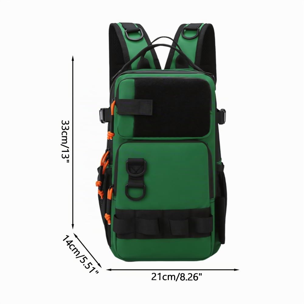 MiOYOOW Sac à Dos de Pêche imperméable, Sacoche pour Poisson avec Support de Canne à Pêche, Sac de Pêche Portable en Bandoulière pour la Randonnée, Le Camping et Les Excursions