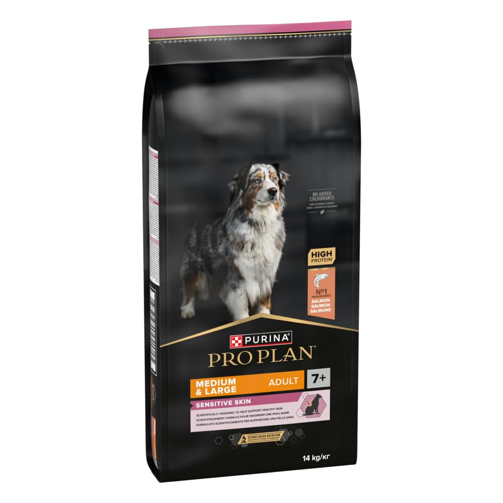 Pro Plan Purina Medium Large Adult 7+ Sensitive Skin OPTI Derma Salmon Comida para Perros - 14000 gr
