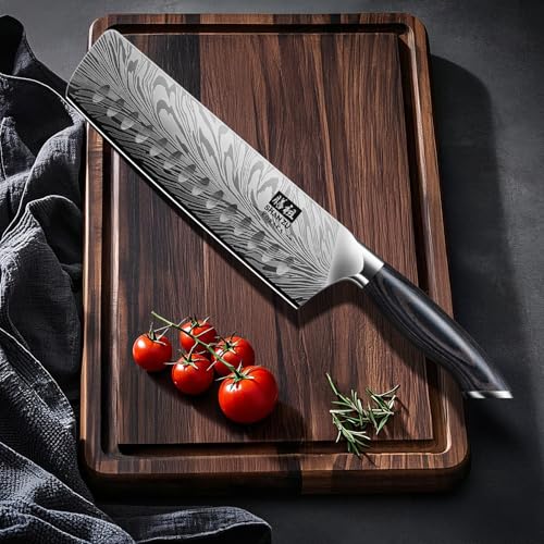 SHAN ZU Küchenmesser aus Pulverstahl, 18 cm Japanisches Nakiri-Messer, Kohlenstoffreicher 63 HRC-Gemüseschneider… – Ansicht 6