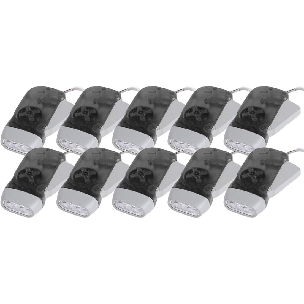 Torcia Ad Energia Manuale 4/8/10 Pezzi, Torcia Elettrica Dinamo Manuale Senza Batteria Con LED, Campeggio Ed Escursionismo(Gray color,Set 3)