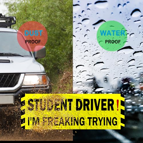 Image of 3 Pack Student Driver Magnet for Car, Magnetic Student Driver Sign for Vehicle, Reflective Warning Bumper Sticker Magnet Sign for New Driver, 10 inch x 3.5 inch (Yellow-Black)