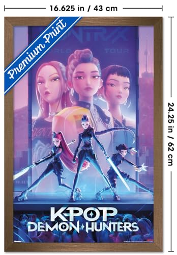 Image of Netflix KPop Demon Hunters (2025) - One Sheet Wall Poster, 22.4L inch x 14.7W inch, Bronze Framed Version